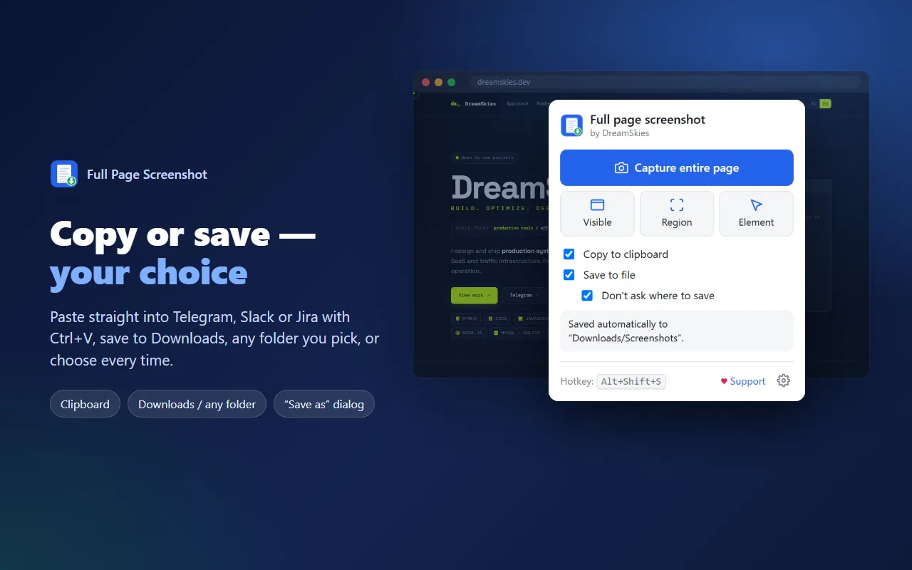Copy to clipboard and save to file